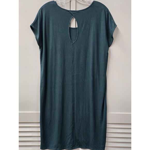 Lilla P Saddle Dress Forest Green Cap Slv Scoop Neck Stretch Pullover Size S - Picture 6 of 6